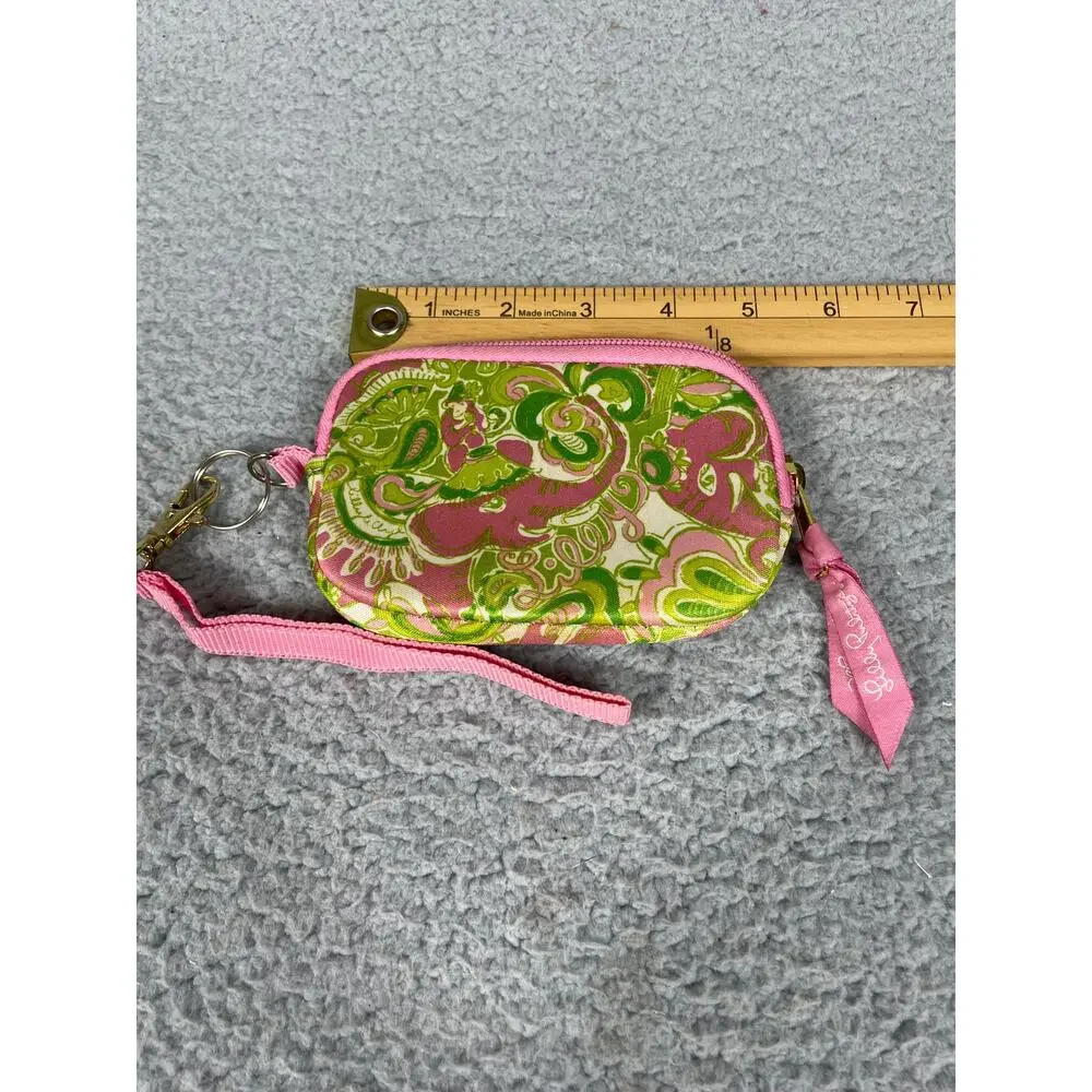 Lilly Pulitzer Green Pink Camera Case Womens Wallet Wristlet